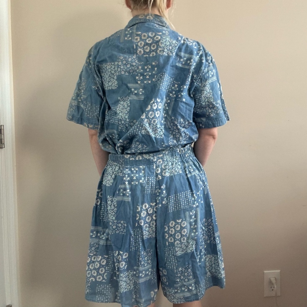 Vintage Patchwork 2 Piece Set Chambray Top & Skort Y2K - Picture 3 of 7